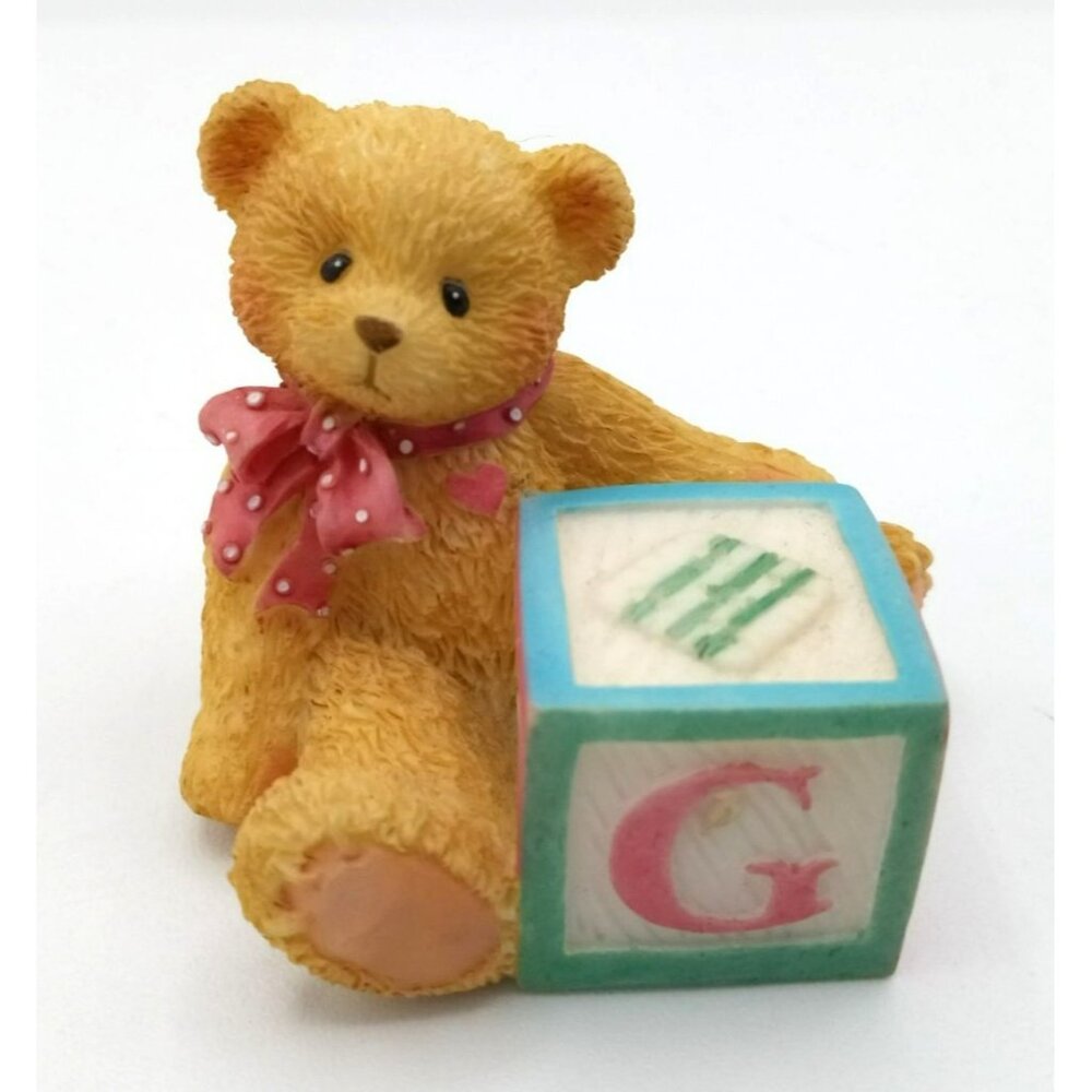Enesco Teddy Bear Figurine G Alphabet Block Decorative Collectible 2 Inches 1995